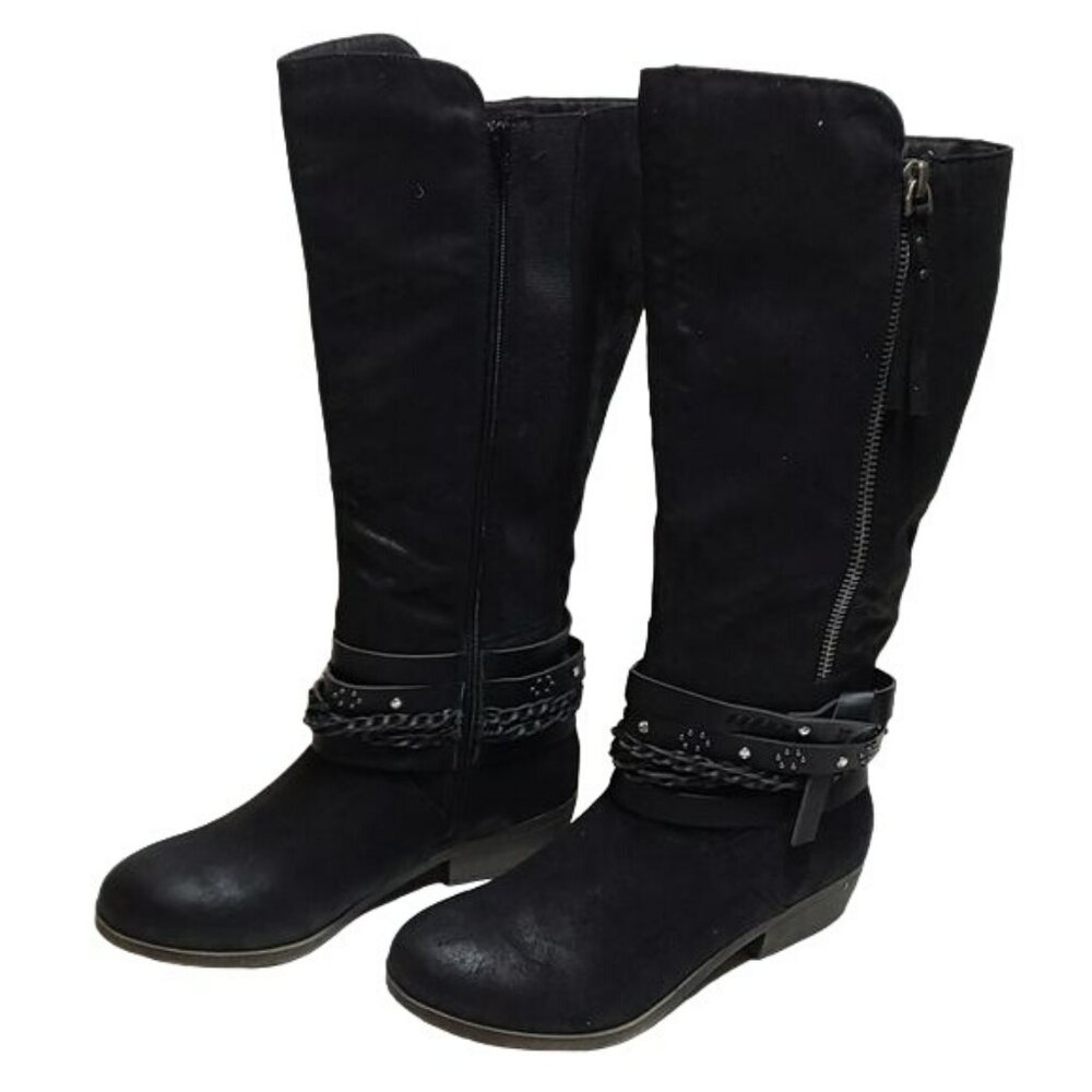 SO Swedish Knee High Boots Adjustable Fit Black Women's 9 NWT